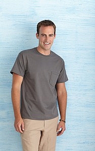 T-SHIRT GILDAN COL ROND AVEC POCHE HOMME MANCHES COURTES 100% COTON 