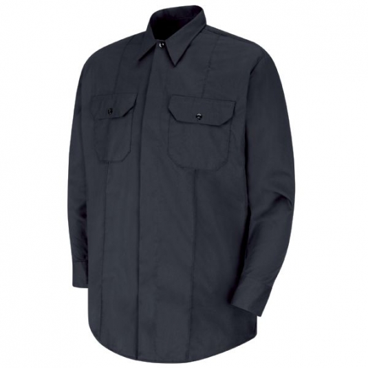 CHEMISE OFFICIER CANADIENNE UNISEXE AVEC BOUTONS DISSIMULÉS, MANCHES LONGUES OU COURTES, 65/35 POLYCOTON BLUEBLACK