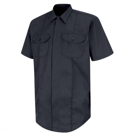 CHEMISE OFFICIER CANADIENNE UNISEXE AVEC BOUTONS DISSIMULÉS, MANCHES LONGUES OU COURTES, 65/35 POLYCOTON BLUEBLACK