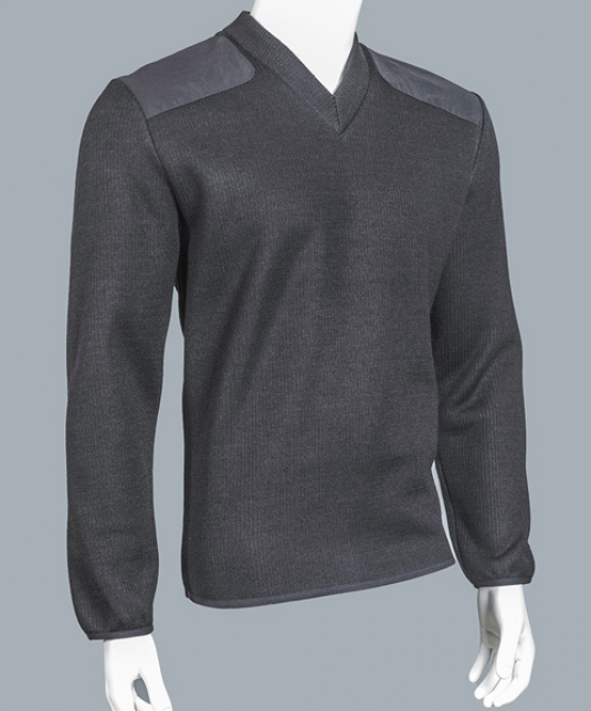 CHANDAIL COMMANDO DOUBLÉ POLAR COL EN V UNISEXE AVEC COUDES ET ÉPAULES RENFORCIS, 30% POLYESTER 33% LAINE 37% ACRYLIQUE