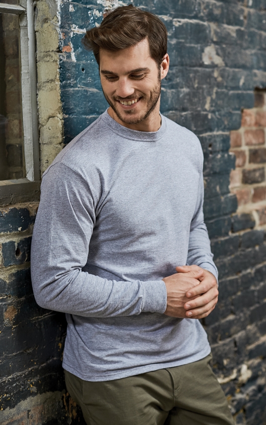 T-SHIRT M&O COL ROND HOMME MANCHES LONGUES 100% COTON 