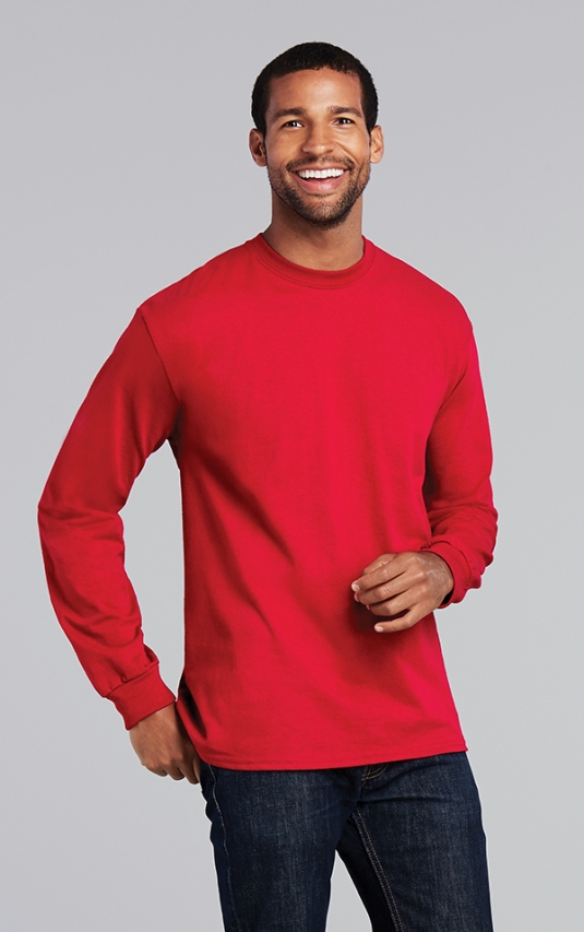 T-SHIRT GILDAN COL ROND HOMME MANCHES LONGUES 100% COTON 