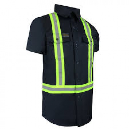 CHEMISE DE TRAVAIL JACKFIELD HOMME AVEC BANDES RÉFLÉCHISSANTES, MANCHES LONGUES OU COURTES, 65/35 POLY/COTON