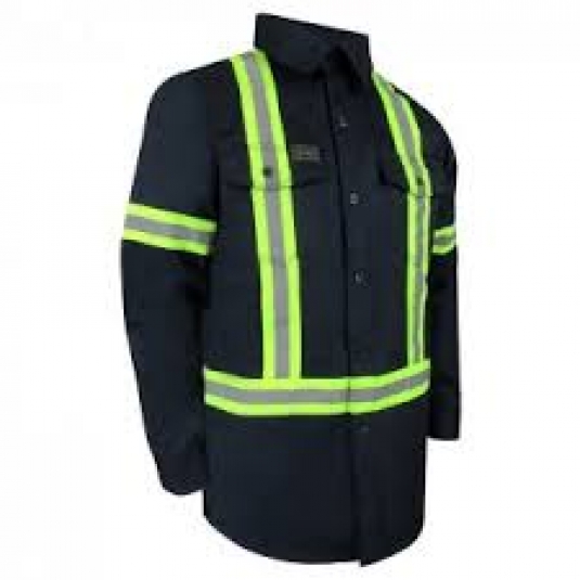 CHEMISE DE TRAVAIL JACKFIELD HOMME AVEC BANDES RÉFLÉCHISSANTES, MANCHES LONGUES OU COURTES, 65/35 POLY/COTON