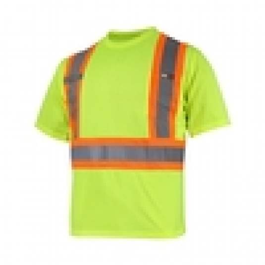 T-SHIRT COL ROND HAUTE VISIBILITE 100% POLYESTER QUICK DRY MANCHES COURTES