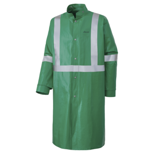 LONG MANTEAU DE SÉCURITÉ IGNIFUGE RÉSISTANT AUX PRODUITS CHIMIQUES ET AUX ACIDES -PVC/POLY-G