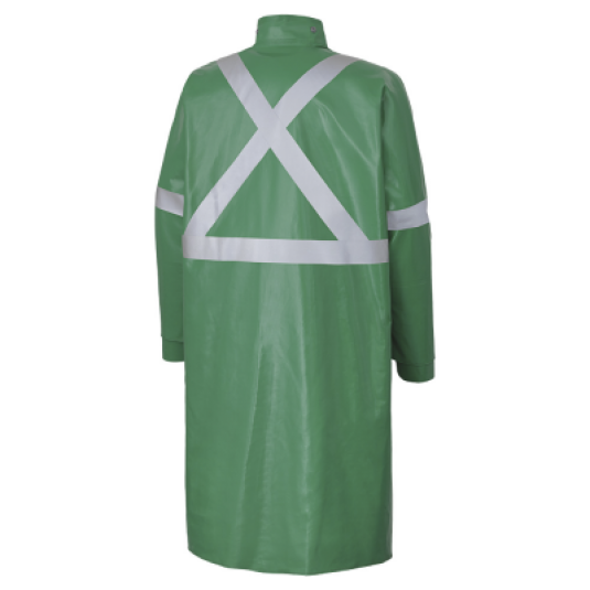 LONG MANTEAU DE SÉCURITÉ IGNIFUGE RÉSISTANT AUX PRODUITS CHIMIQUES ET AUX ACIDES -PVC/POLY-G