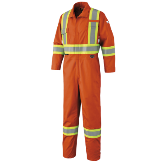COUVRE-TOUT IGNIFUGE NIV.2 AVEC BANDES RÉFLÉCHISSANTES ET ZIP AUX JAMBES