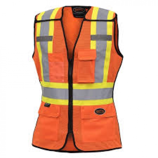VESTE DE SIGNALISATION HAUTE VISIBILITÉ DÉTACHABLE POUR FEMMES - MAILLE DE POLY - 