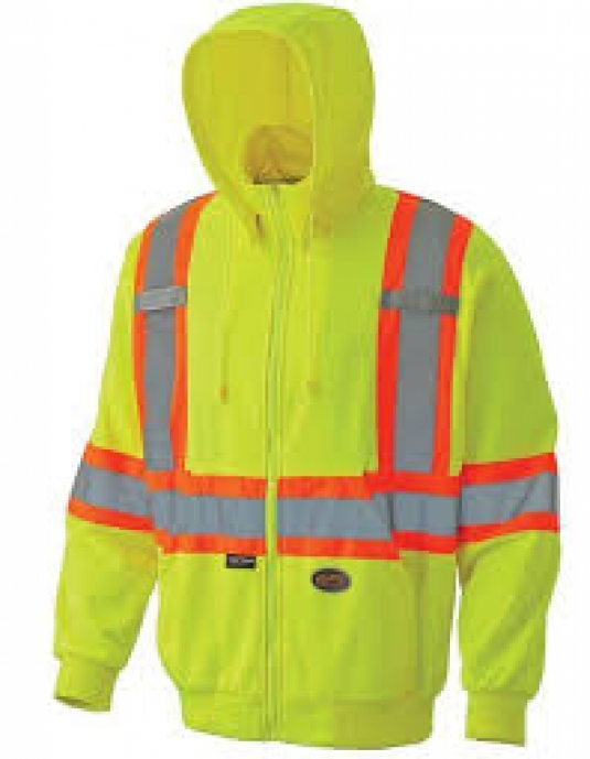 CHANDAIL DE SÉCURITÉ HAUTE VIS. À CAPUCHON - MICRO-MOLLETON DE 240 GMC - JAUNE/VERT HAUTE VIS.