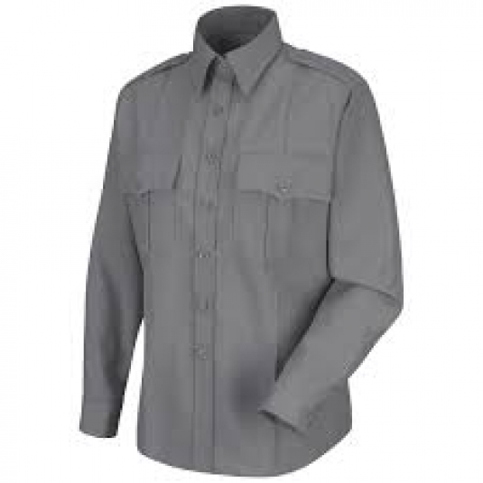 CHEMISE OFFICIER AMERICAINE DEPUTY DELUX HOMME MANCHES LONGUES 65/35 POLY/RAYONNE GRISE