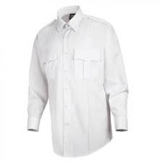 CHEMISE OFFICIER AMERICAINE DEPUTY DELUXE HOMME MANCHES LONGUES 65/35 POLY/RAYONNE BLANCHE