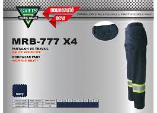 MRB-777 PANTALON DE TRAVAIL AVEC BANDES RÉFLÉCHISSANTES ET TAILLE FLEXIBLE