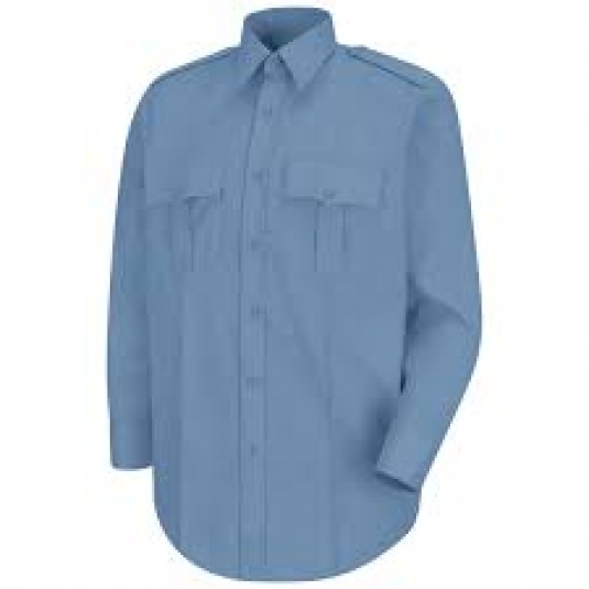 CHEMISE OFFICIER AMERICAINE NEW DIMENSION HOMME MANCHES LONGUES 65/35 POLY/COTON BLEU CLAIR