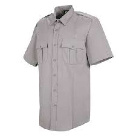 CHEMISE OFFICIER AMERICAINE DEPUTY DELUXE HORACE, HOMME MANCHES COURTES 65/35 POLY/RAYONNE GRISE