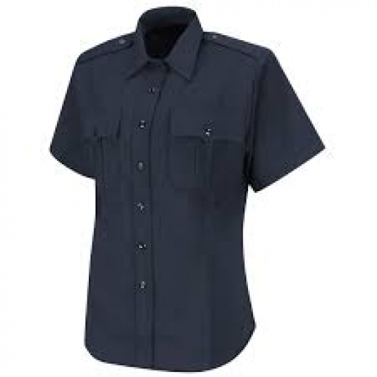 CHEMISE OFFICIER AMERICAINE NEW GENERATION FEMME MANCHES COURTES 74% POLY/25% LAINE/1% LYCRA BLUEBLACK