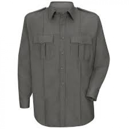 CHEMISE OFFICIER AMERICAINE DEPUTY DELUXE HOMME MANCHES LONGUES 65/35 POLY/RAYONNE GRIS CENDRÉ