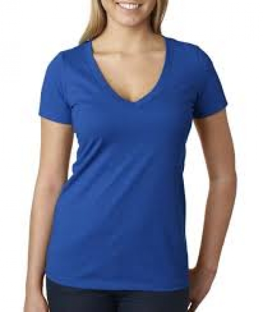 T-SHIRT COL EN V FEMME MANCHES COURTES 40/60 POLY/COTON