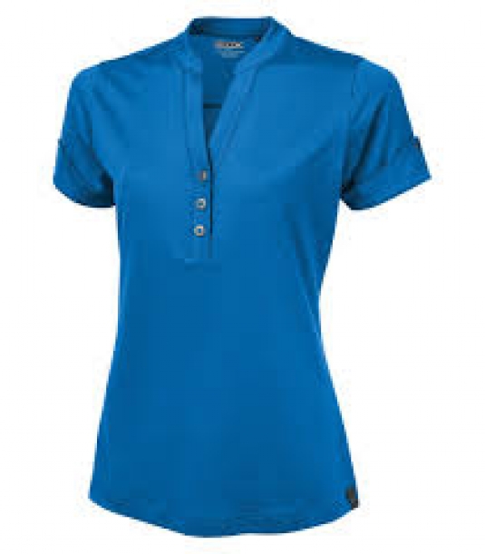 POLO HENLEY GAZE LINEAR FEMME MANCHES COURTES AVEC SNAP 90/10 POLYESTER/SPANDEX