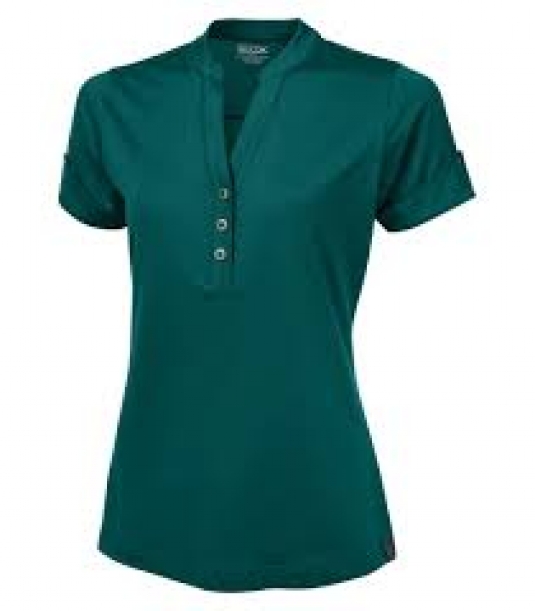 POLO HENLEY GAZE LINEAR FEMME MANCHES COURTES AVEC SNAP 90/10 POLYESTER/SPANDEX