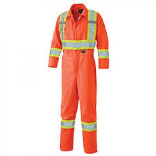 COUVRE-TOUT PIONEER HOMME AVEC ZIPS AUX JAMBES 65/35 POLY/COTON ORANGE AVEC BANDES 