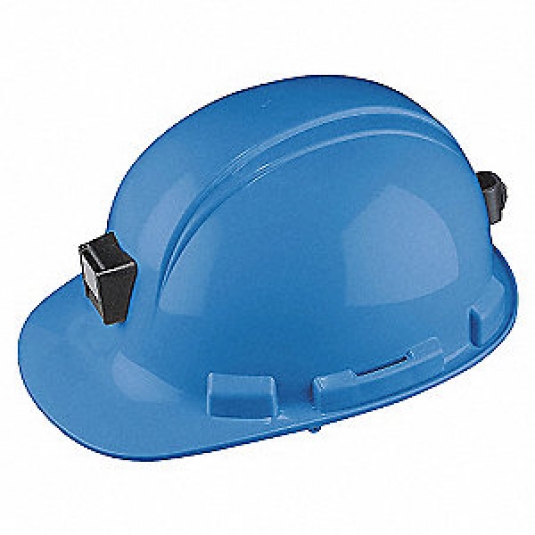 Chapeau de sécurité avec support pour lampe de mineur installé