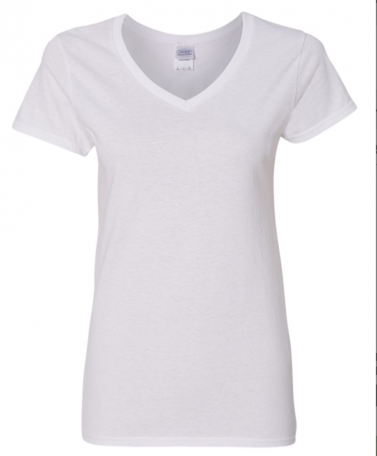 T-shirt de coton supérieur col en V pour femmes - 5V00L